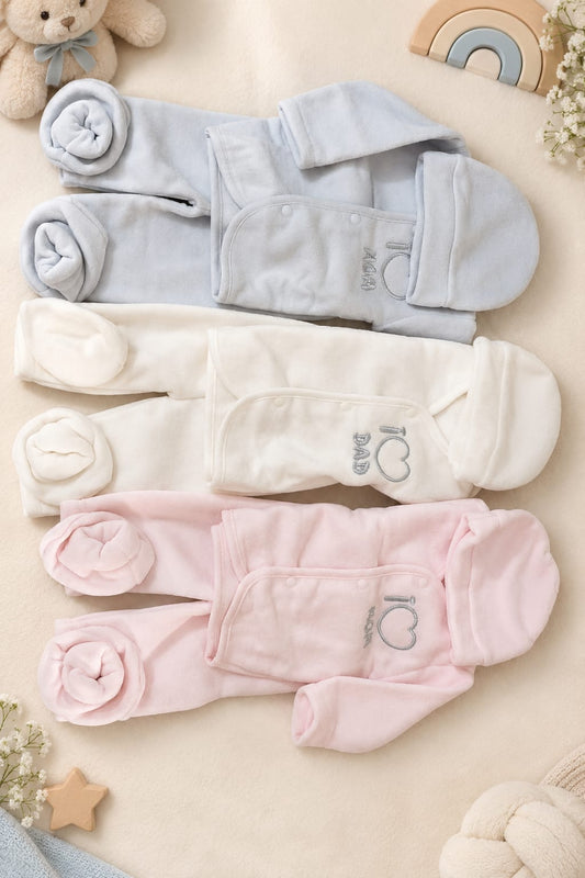 Newborn Fleece Suit Combo – Pack of 3 Suits (12 Pieces) | Warm Baby Winter Gift Set with Cap, Top, Pants & Socks