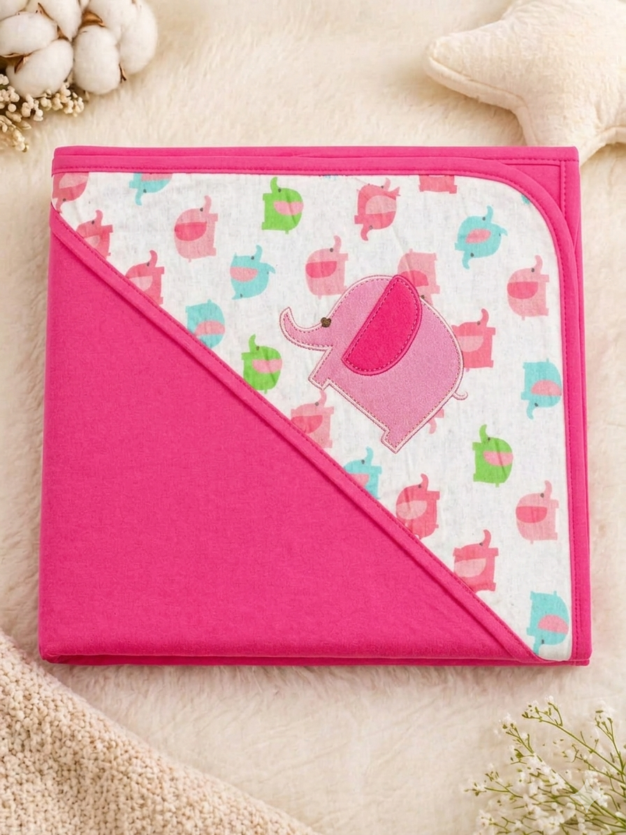 Nurtling Hooded Plush Baby Blanket (pink)