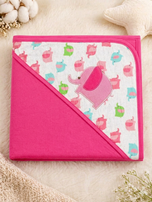 Nurtling Hooded Plush Baby Blanket (pink)