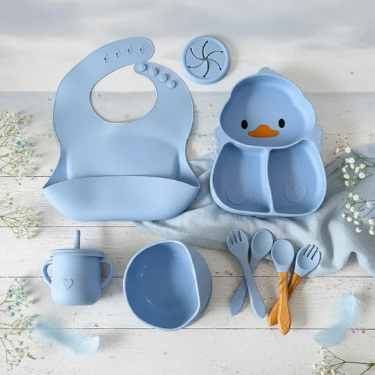Premium 9-Piece Silicone Baby Duck Feeding Set – (BPA-Free)