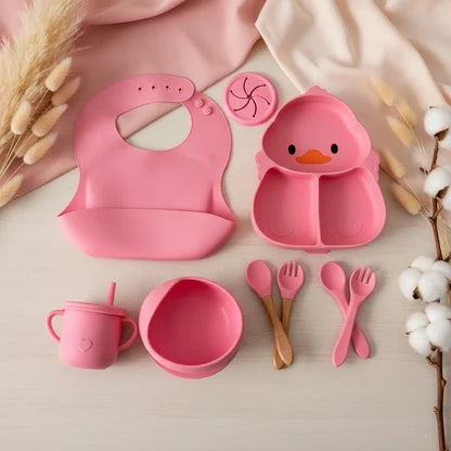 Premium 9-Piece Silicone Baby Duck Feeding Set – (BPA-Free)