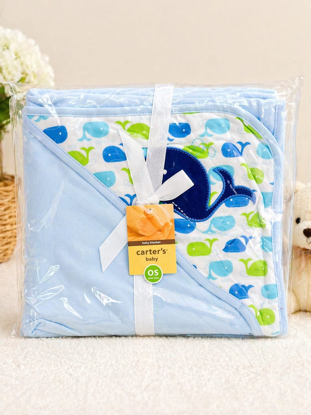Nurtling Hooded Plush Baby Blanket (blue)