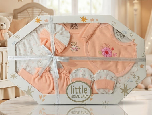 Little Home Baby 10-Piece Newborn Clothing Gift Set | 100% Cotton (peach)