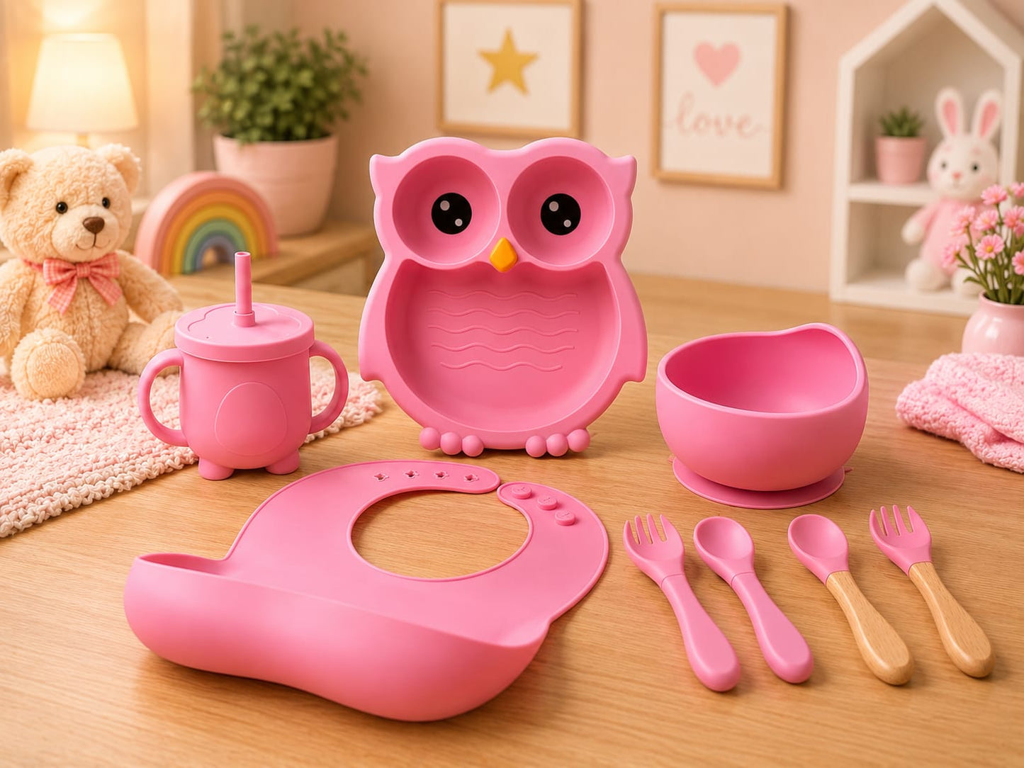 Nurtling Premium Silicone Owl Feeding Set for Babies
