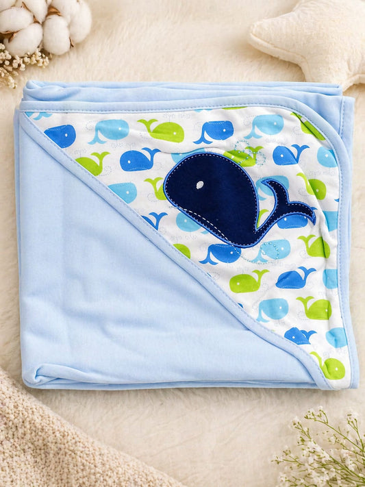 Nurtling Hooded Plush Baby Blanket (blue)