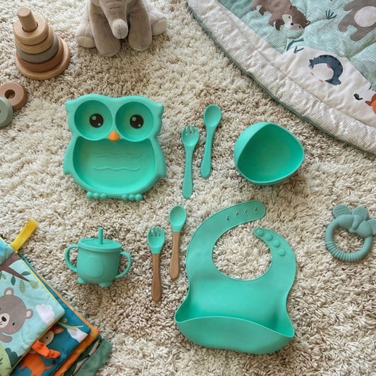 Nurtling Complete Silicone Owl Feeding Set (blue)