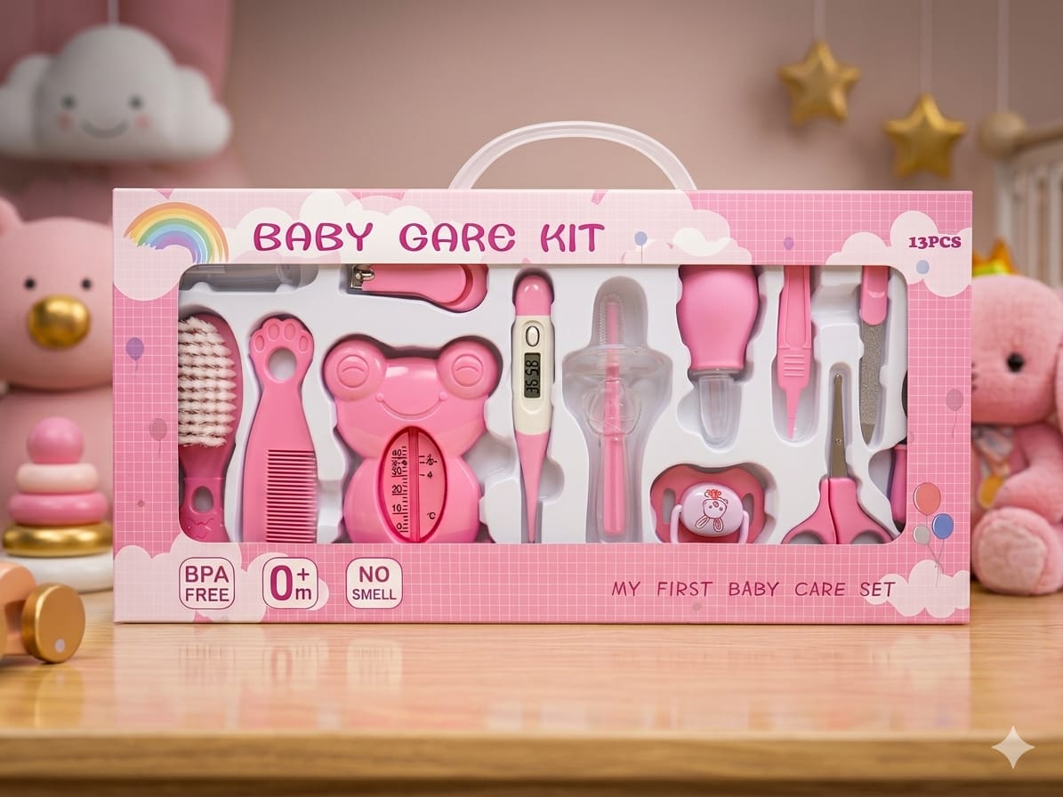Nurtling 13-Piece Essential Baby Care Kit (pink)