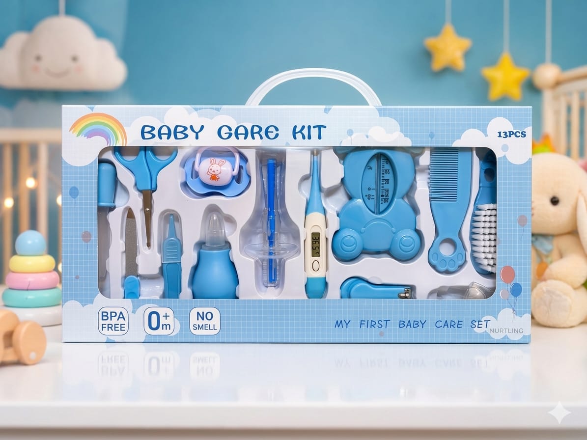 Nurtling 13-Piece Essential Baby Care Kit (blue)